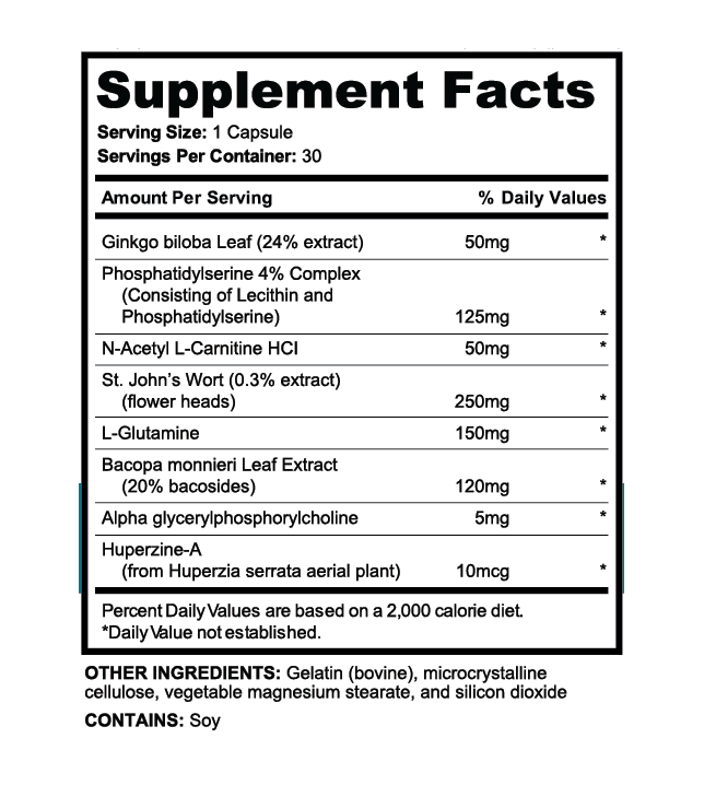 Mind Matrix — Supplement Facts Label