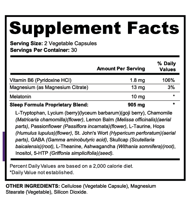 Sleep Formula — Supplement Facts Label