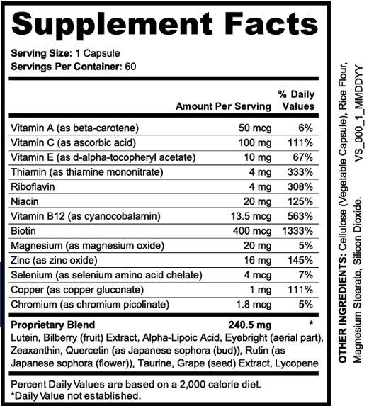 Vision Support — Supplement Facts Label