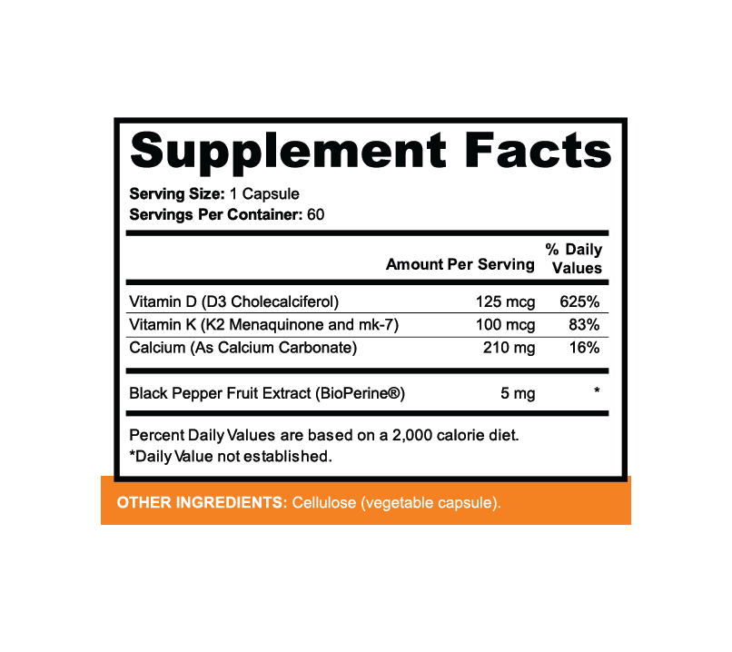 Vitamin D3+K2 — Supplement Facts Label